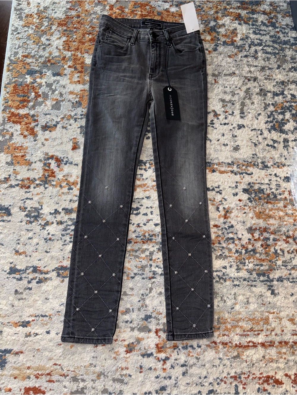 Women's Gray Embellished Skinny Jeans - Unknown Brand